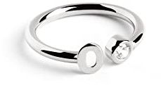 SINGULARU - Anillo Personalizado Letter Spark Plata. Ajustable. Plata de Ley 925 con Acabado Baño de Rodio. Talla Unica. Joyas para Mujer. Letra O
