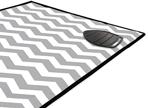 Encasa XO Ironing Mat/Pad (120x70 cm) with 3mm Padding & Silicone Iron Rest for Steam Pressing on Tabletop or Bed - Heat Resistant, Portable, Quilting & Travel Blanket - Zig Zag