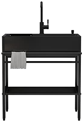 AMEERR Außenbereich Spülbecken, Spülbecken Edelstahl, Spültisch, Spühlbecken, Mobiles Waschbecken, für Küche Waschbecken Werkstatt Bauernhaus Freistehend Verpflegung Kommerziell Spül (Size : 60 * 45)