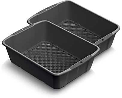 Set : 2 x Gartensieb | Steinsieb mit Einstellbarer Maschengröße (4 oder 10 mm) aus Kunststoff in Schwarz, Maße (LxBxH) 39,4 x 29,4 x 10,8 cm