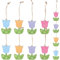 Angoily 12 Pcs Hanging Tulips Ornaments,Wood Tulips Spring Tree Decorations,Christmas Tree Pendant Mother Day Decor,Hanging Flowers Easter Decoration