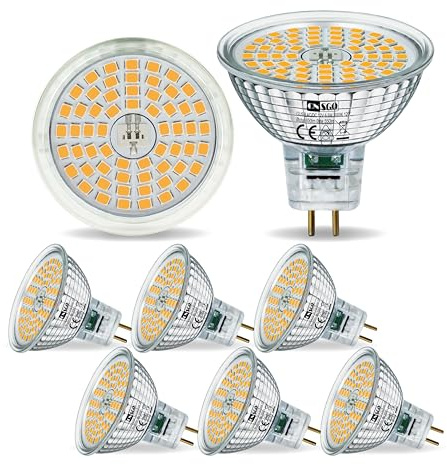 CNSGO GU5.3 Ampoule LED 3000K Blanc Chaud, 650 Lumen, 6.5W Equivalent de MR16 55W Halogène, Lot de 6, Angle de Faisceau 120 °, AC/DC 12V, Non-Dimmable, Sans Scintillement Economie D’énergie Lampes