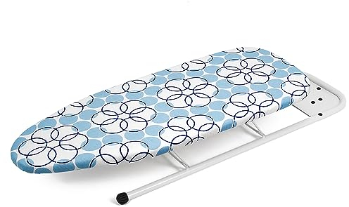 Duwee Asse da Stiro da Tavolo con Vassoio in Ferro, Piccolo Asse da Stiro, Rivestimento Resistente al Calore, Imbottitura in Feltro Extra Spesso, Gambe Pieghevoli, 30 x 81 cm, Cerchio