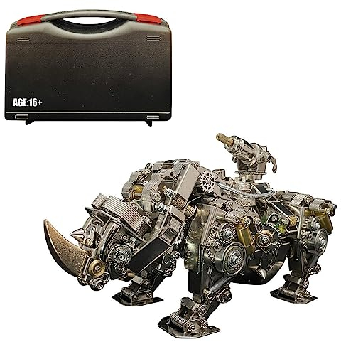SUNDARE 3D Puzzle Metall Kit, 700Teile DIY Belagerung Nashorn Bausatz, Tier Metall Kreativornament, Kreatives Geschenkset für Kinder und Erwachsene