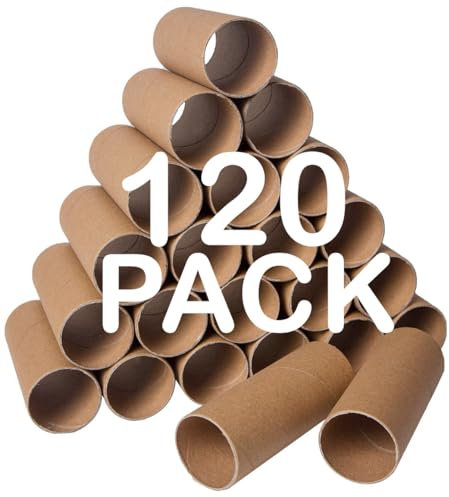 120 Stück dicke Kartonröhren zum Basteln – Bastelrollen – runde Pappröhren – Bastelröhren – Toilettenpapierrollen zum Basteln – Bastel-Rundröhren 3,9 x 9,9 cm – Braun