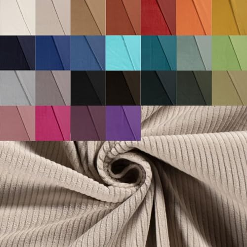 Breitcord Meterware - robuster Cordstoff - weicher Baumwollcord - dicker Rippenstoff - breit gerippt - fester Cord Baumwolle *ab 50 cm, Farbe: 052 beige