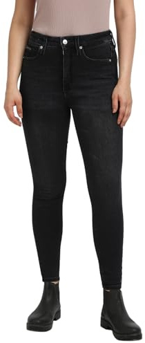 Calvin Klein jeans dam hög midja super skinny ankel J20J224038, mager, Denim, 24W, Denim (denim svart), 24W