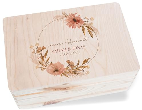 Holzkiste Erinnerungsbox - Kartenbox Unsere Hochzeit Geschenk Brautpaar | Hochzeitskartenbox | Hochzeitsbox - 30x20x14 cm - Holz - hochzeitsgeschenk kiste box liebe hochzeits boho erinnerungskiste