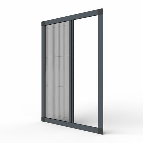 Fliegengitter Fenster nach Maß als Plissee ohne Bohren für Rahmen aller Fenstergrößen, Maßanfertigung mit Klicksystem, Befestigung durch Klemmen, wetterfestes Fiberglasgewebe, hochwertige Aluprofile