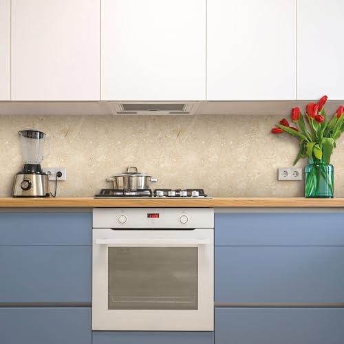 CREARREDA Revestimiento pared cocina antisalpicaduras cocina adhesivo para hornillos 60 x 58 cm efecto brillante – Grosor 1 mm y rígido – Ignífugo y resistente al calor, al agua