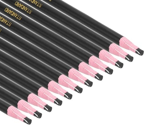 PATIKIL Pennarelli Staccabili, 12pz Matite Cera Grasso Legno per Indumenti in Vetro Pellicola da Disegno Carta Vinile Metallo, Nero
