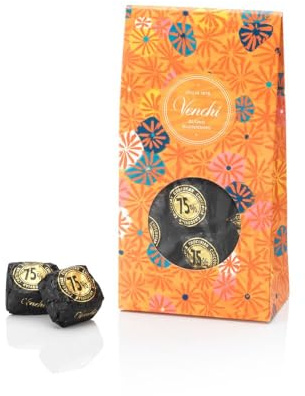 Venchi, Murrine Geschenkpackung mit Chocoviar 75%, Pralinen mit Extra Zartbitter-Granulat 75%, 300 g, Glutenfrei, Ohne Farbstoffe, Ohne Konservierungsstoffe, Geschenkidee