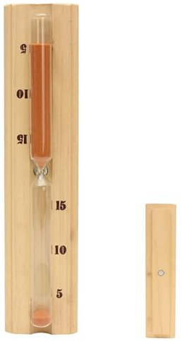 Horloge de sable, sauna sable temporaire 15 minutes 2.6x11.8 Minuterie de sablier en bois avec sable jaune Saune à chaleur à chaleur Timer pour spa/bain/café/restaurant