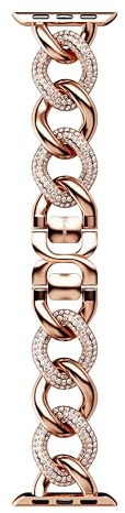 Swarovski Sparkling Chain Strap, Compatible with Apple Watch 40 mm (Series 4/5/6, SE) and 41 mm (Series 7/8/9), Rose Gold-Tone Finish with Clear Crystals, Part of the Sparkling Collection