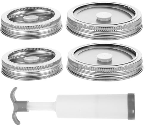 OKUMEYR Vacuum Preservation Lid for Jars Stainless Steel for Canning Supplies and Vacuum Sealing Kit Use Wide Mouth Jar Lids for Food Preservation Random Style