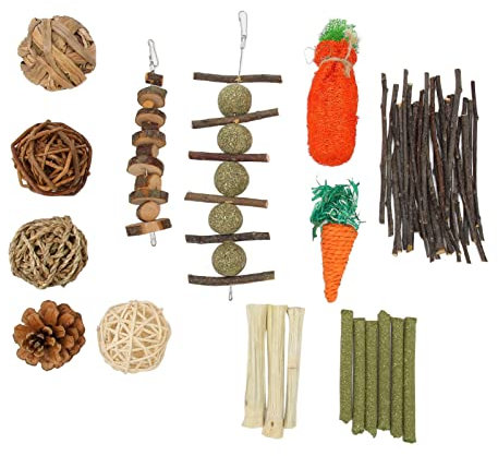 OKJHFD Jouets à mâcher pour Lapins, Petits Animaux en Bois pour briser l'ennui, favorisent la Digestion, soulagent Le Stress, Jouets à mâcher pour Lapin, Chinchilla, cochons d'Inde,