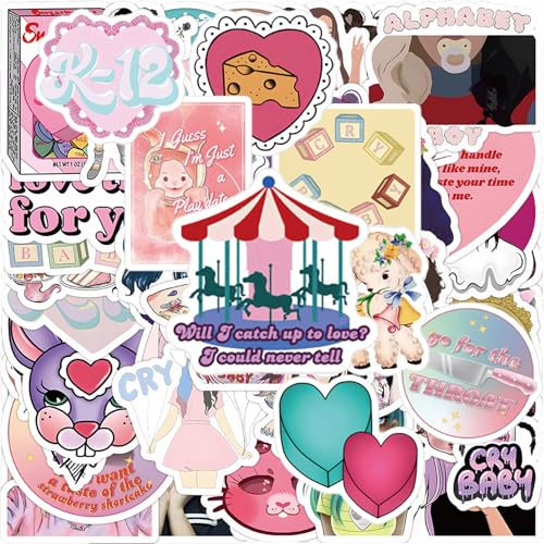 BDSHUNBF 100 Pack Melanie Martinez Sticker, Pop Singer Decal, Scrapbook Stickers, Music Stickers, Aesthetic Stickers for Water Bottles, Book, Skateboard, Laptop, Guitar, Suitcase