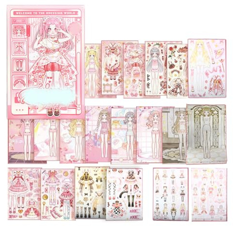 WUSJCOF Geschenk Mädchen Dress Me Up Stickerbuch Spielzeug ab 6-10 Jahre Geschenkideen Verkleide Aufkleber, um Charaktere zu verkleiden, Kreatives Geburtstagsgeschenk,dress me up dresser