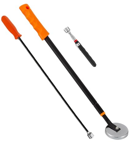 Magnetic Pick up Sweeper Tool - Set of 3 - Telescoping Magnet Stick Tool 40,31 and Flexible Magnetic Pick Up Tool 22, for Hard-to-Reach, Mechanic, Home, Automotive