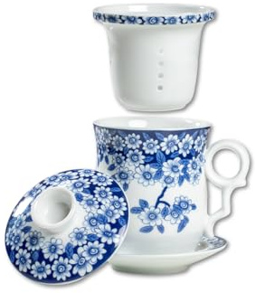 HAFTOLYR Tazas de té de cerámica, tazas infusoras de té, taza de té con infusor y tapa, con filtros y tapas, brillantes y coloridas para hacer té (Mariposa enamorada)
