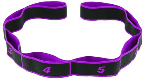 Fascia Elastica Fitness, Elastico Fasce di Resistenza, Cinturino per Esercizi con 8 Loops, Yoga Stretching Band, per Yoga, Pilates, Fitness, Stretching, Allenamento, Danza, Viola