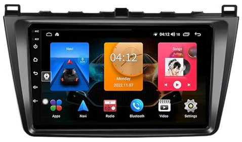 HIBIYA Android 14 2 Din Car Radio Stereo For Mazda 6 GH 2007-2012 9 Inch Touchscreen Car Radio Car Accessories Multimedia Video Player Support Wifi FM Bluetooth Steering Wheel Control(Y1 8Core 4+32G)