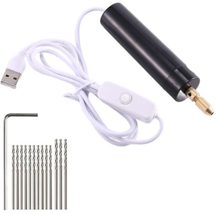 Cpolebev Juego de Taladro Manual MicroeléCtrico de 0,7-1,2 Mm para Resina, Mini Taladro EléCtrico para Hacer Joyas, Kit de Tornillo de Banco EléCtrico