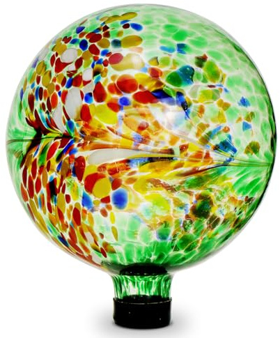 Kunjocy 25,4 cm große Gartenkugeln für den Garten, mundgeblasen, für drinnen und draußen, festliche Hof, Rasen, Ornamente, Dekoration (grün)