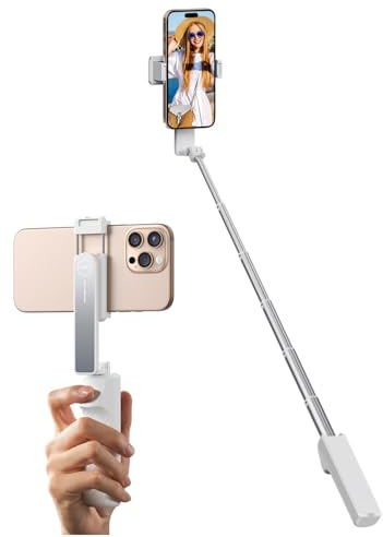 yAyusi Nuevo Mini Palo Selfie Ultra para iPhone, Palo Selfie Portátil de Aluminio Extensible con Control Remoto, Palos Selfie Compacto para Vlogs/Grabación de Video/Transmisión en Vivo (Blanco)