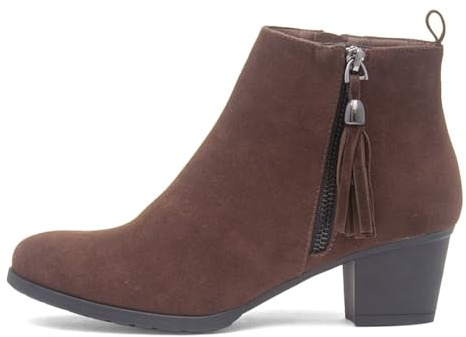 Lilley Womens Brown Heeled Tassel Ankle Boot