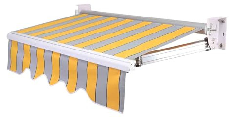 Generico Tessuto di Ricambio per Tende da Sole a Strisce Gialle, tendone in Poliestere per Esterni, Copertura per tettoia, per finestre da Giardino(280x200cm)