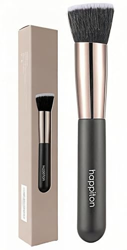 Makeup Brush Foundation Brush Kabuki Flat Top Face Brushes for Liquid Cream or Flawless Powder Buffing Stippling Concealer (Brown)