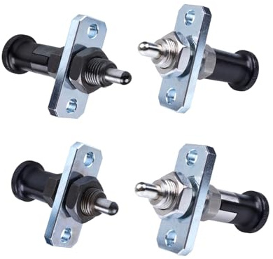 1 pièce M12 Goujon d'indexation de positionnement à ressort télescopique de type réinitialisation/auto-verrouillage, piston à bouton, longueur de la tête du piston 10mm