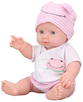 Generic Reborn Doll Mjuk Kropp Naturtrogen Nyfödd Babydocka Leksak med Ljusa ögon 11,8 Tum för Barn, Förskola