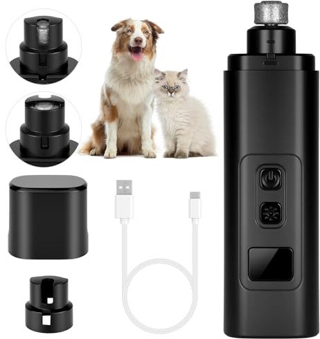 AUYAO Krallenschleifer für Hunde Krallenschere Katzen Geschwindigkeiten | Elektrischer Hundekrallenschneider Hunde-Nagelschleifer Digitalanzeige Leise Nagelschere Elektrische Nagelfei