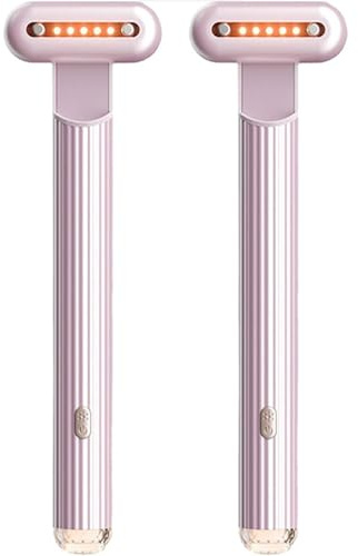 Dispositivo eléctrico de masaje ocular que reduce las ojeras y las bolsas debajo de los ojos, rotación de 330 grados, masaje termostático(Pink(2Pcs))