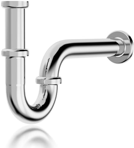 Siphon für Waschbecken Edelstahl,Röhrensiphon Siphon Waschbecken Ablaufgarnitur 1 1/4“ Chrom，Abflussrohr Tauchrohr 8-11cm höhenverstellbar，Abflussrohr Bad & Küche Flexibler Ablaufschlauch Universal