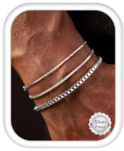Morfetto 3Pcs Gourmette Bracelet Homme Acier Inoxydable Anti Ternissure Bracelet Or Argent Robuste Cubaine Maillons Boîte Figaro Gourmette Chaîne Bracelets Confortable Bijoux Cadeau Homme