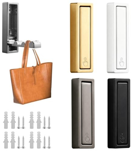 4 Pcs Foldable Wall Hook, Heavy Zinc Alloy Flip Down Hidden Coat Hooks | Wall Mounted Suitable Hooks for Wardrobes Entryways Bedrooms Hallways Bathrooms