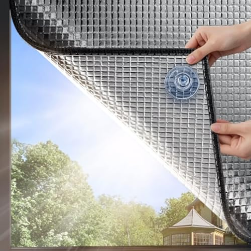 Heat Reflective Window Film,Sunshade Cooling Sun Protection Film,Aluminium Foil Privacy Window Tint,Suction Cup UV Block Heat Control Tint,for Home and Office,No Glue (40x80cm)