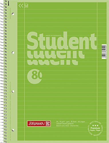 BRUNNEN Collegeblock Premium Student Colour Code | A4, Lineatur 27, 80 Blatt, kiwi