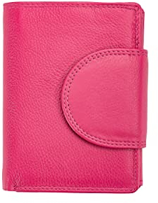Josephine Osthoff Geldbörse Damen Wiener Schachtel, Platz für 11 Karten, Minibrieftasche mit Münzfach, Portemonnaie Herren Geldbeutel aus echt Leder mit RFID-Schutz (934), Farbe:Fuchsia