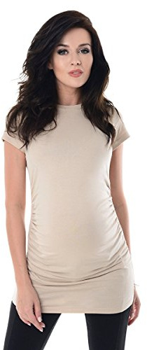 Purpless Maternity Plain Cotton Top Pregnancy T-Shirt Tee for Pregnant Women 5025 (14, Beige)