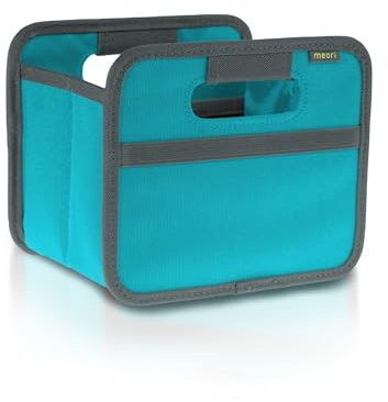 meori Faltbox Mini in Azurblau – Kleine Klappbox mit Griffen – Geschenkidee und Allzweck Aufbewahrungslösung - A100100 - 16,5 x 12,5 x 14 cm
