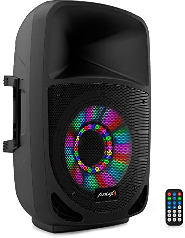 Audibax Vegas 12 - Altavoz Profesional Bluetooth de 12 - Potencia de 250W - Altavoz Amplificado - Conexión USB/SD - Mando a Distacia Incluido - Altavoz con Bluetooth - Motor de 1 - Iluminación LED