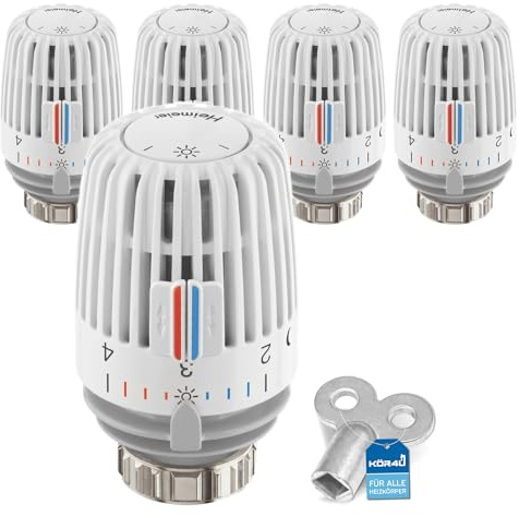 5x IMI Heimeier Thermostat-Kopf 6000-00.500, inklusive 1x kör4u Heizkörper-Entlüftungsschlüssel