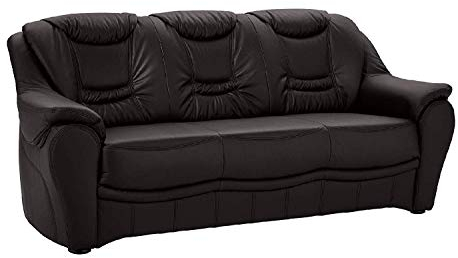 Cavadore 3er Ledersofa Bansa 3-sitziges Sofa in Leder, Echtleder, schwarz, 198 x 94 x 95 cm