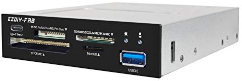 EZDIY-FAB PC Front Panel Internal Card Reader USB HUB, USB 3.1 Gen2 Type-C & 3.0 Support SD/MS/XD/CF/TF Card for Computer, Fits Any 3.5 Computer Case Front Bay