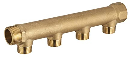 Colector macho-hembra 3/4-4 salidas macho 1/2 en latón | Conexión robusta y duradera para instalaciones de fontanería | Resistente a la corrosión | Fácil de instalar | QUICK PLOMBERIE
