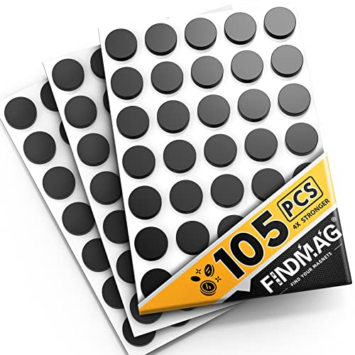 105 Pcs Round Magnets with Adhesive Backing, Magnetic Tape, Flexible Self Adhesive Magnets for Crafts, Magnetic Strips Small Sticky Magnetic Dots for Hanging & Organizing Light Objects